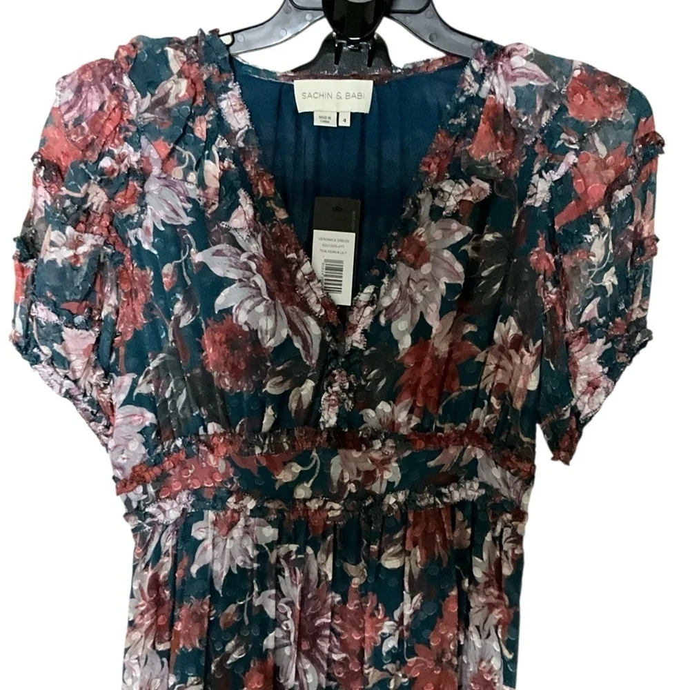 Sachin + Babi Blue Pink Ruffled Tiered Sundress - Picture 7 of 9